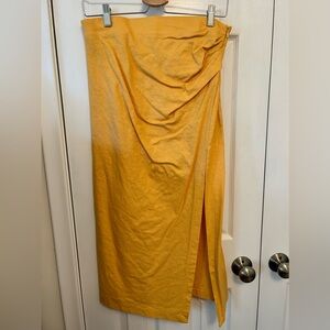 WORN ONCE! Zara yellow linen midi skirt